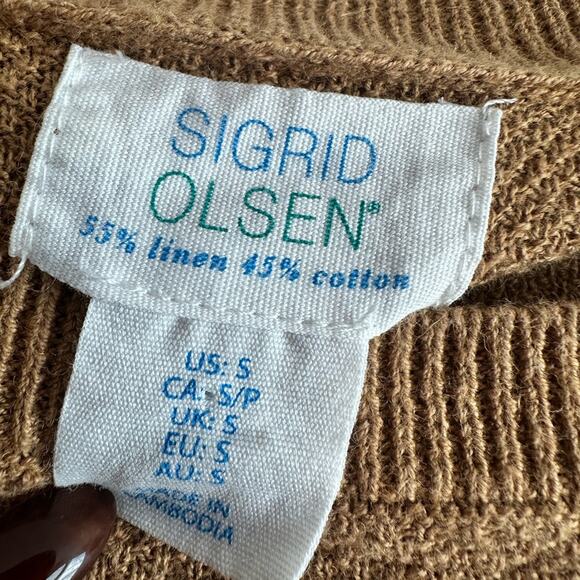 Vintage Sigrid Olsen Linen-Cotton Button-Shoulder Knit Sweater Size S - Picture 4 of 6